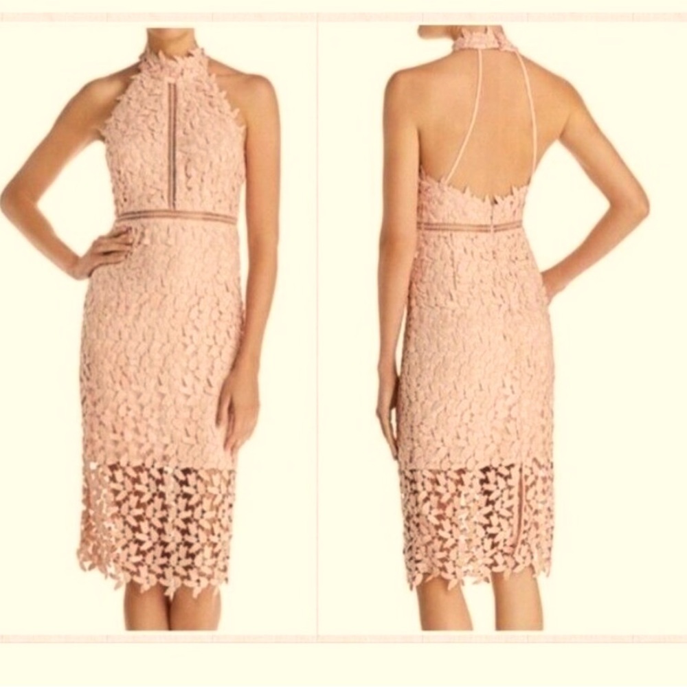 Bardot | Gemma Lace Halter Dress in Blush NWOT Women’s Size 8 / Medium